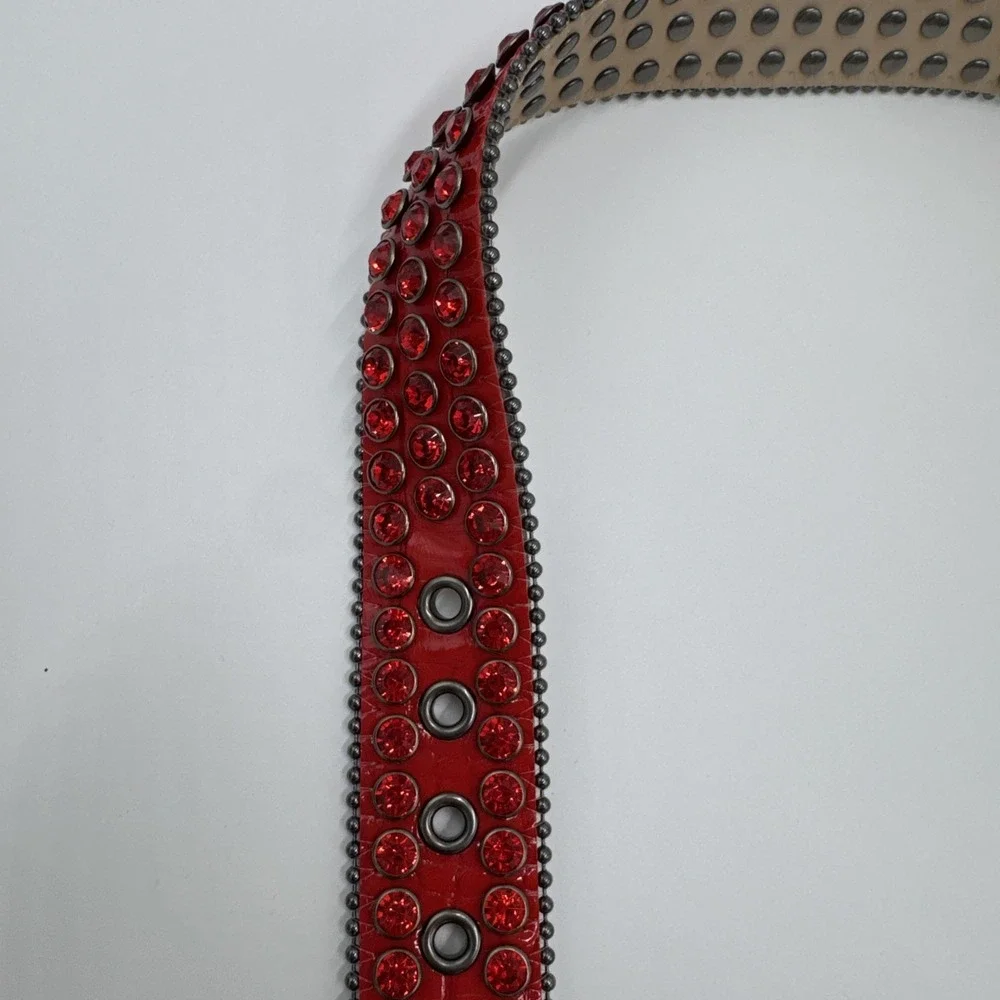 DNA Belt - Alligator Skin Black with Red Stone Great Condition